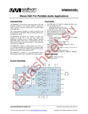 WM8955BLGECO/V datasheet  